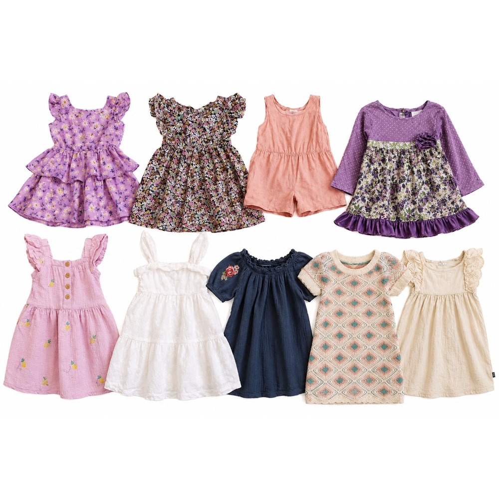 Girls 4/5-4T Boutique Clothing Bundle Lot Eyelet Embroidered Dresses/Romper
